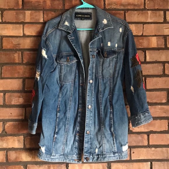 NWOT Express Distressed Denim Jacket - Picture 3 of 5